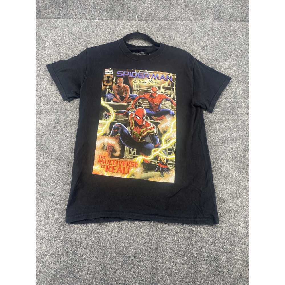 Marvel Spider-Man No Way Home Graphic T-Shirt Mens Small Black Multiverse Tee